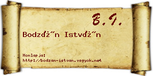 Bodzán István névjegykártya